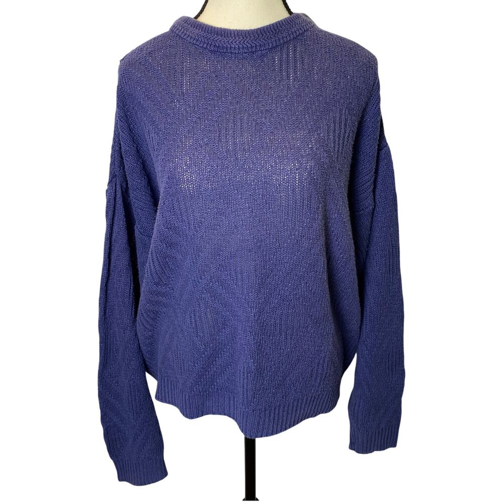 Vintage Women's Saturdays Crewneck Knit Sweater Medium‎ Lightweight Ramie Cotton